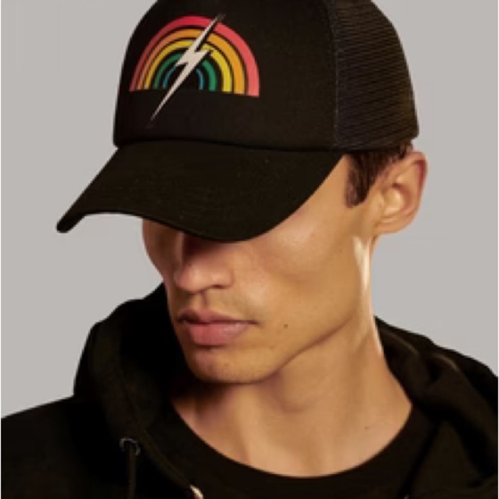 Rainbow Lightning Bolt trucker cap/hat OS